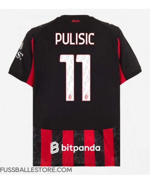 Günstige AC Milan Christian Pulisic #11 Heimtrikot 2025-26 Kurzarm Günstige AC Milan Christian Pulisic #11 Heimtrikot 2025-26 Kurzarm